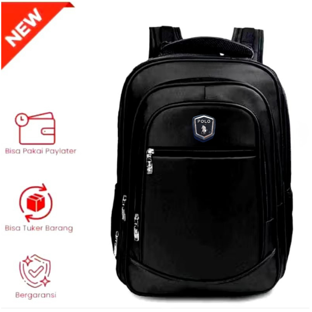 KINGSHOP Tas Ransel Polo Pria Tas Ransel Polo Slot Laptop 3 Ruang Tas Polo Ransel Pria