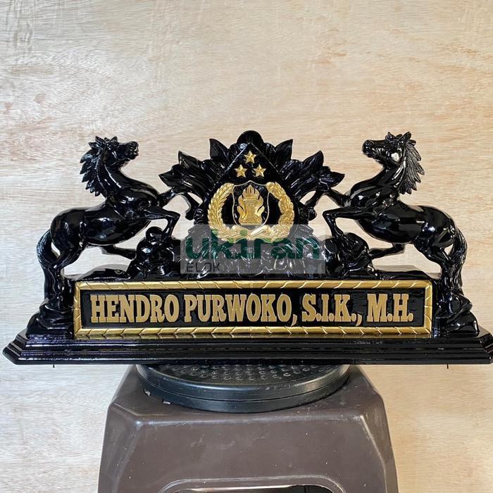 Papan nama ukiran kuda / papan nama polri / papan nama meja EU4364