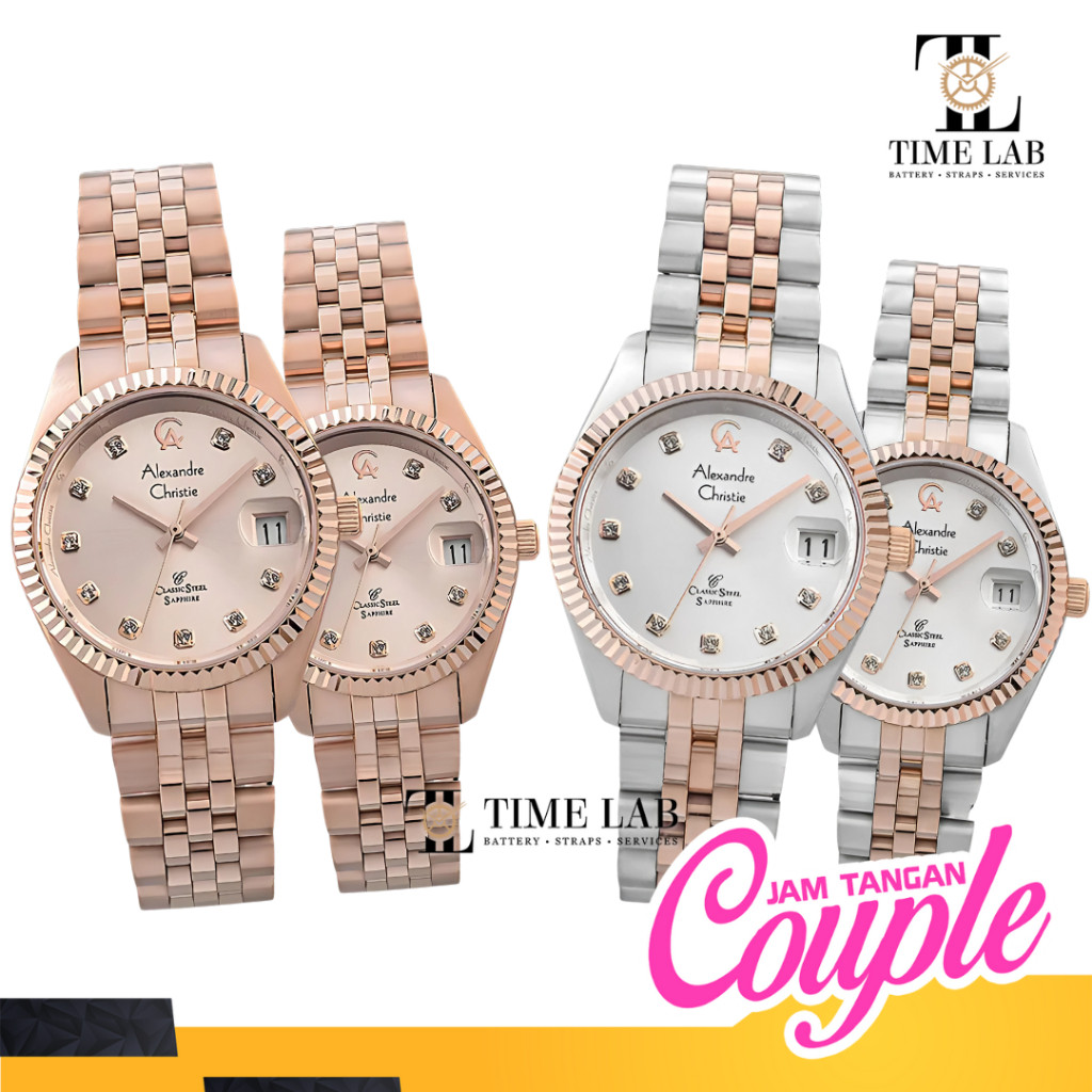 JAM TANGAN COUPLE ALEXANDRE CHRISTIE AC5013 / AC 5013 PRIA WANITA STAINLESS STEEL ORIGINAL