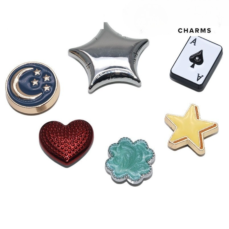 Jibb 633 Pin Sandal Bros Love Kartu Clover Star Hiasan Sendal Sepatu Lubang Flat Flip Flop Slop Char