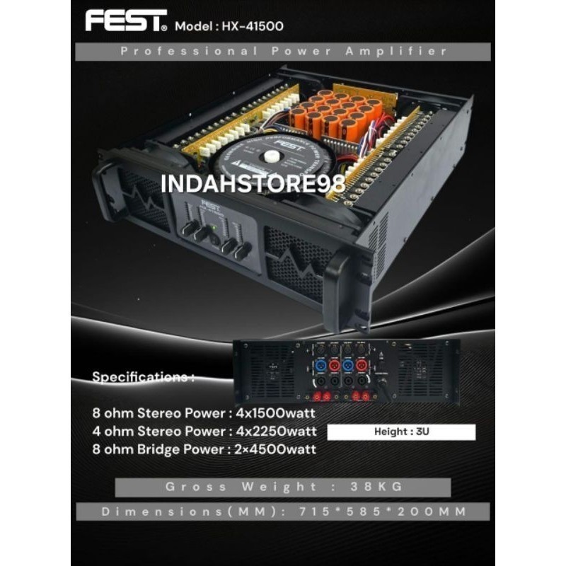 Power FEST HX 41500 Original Power 4 Channel Fest HX41500 Power Class H Fest Hx41500