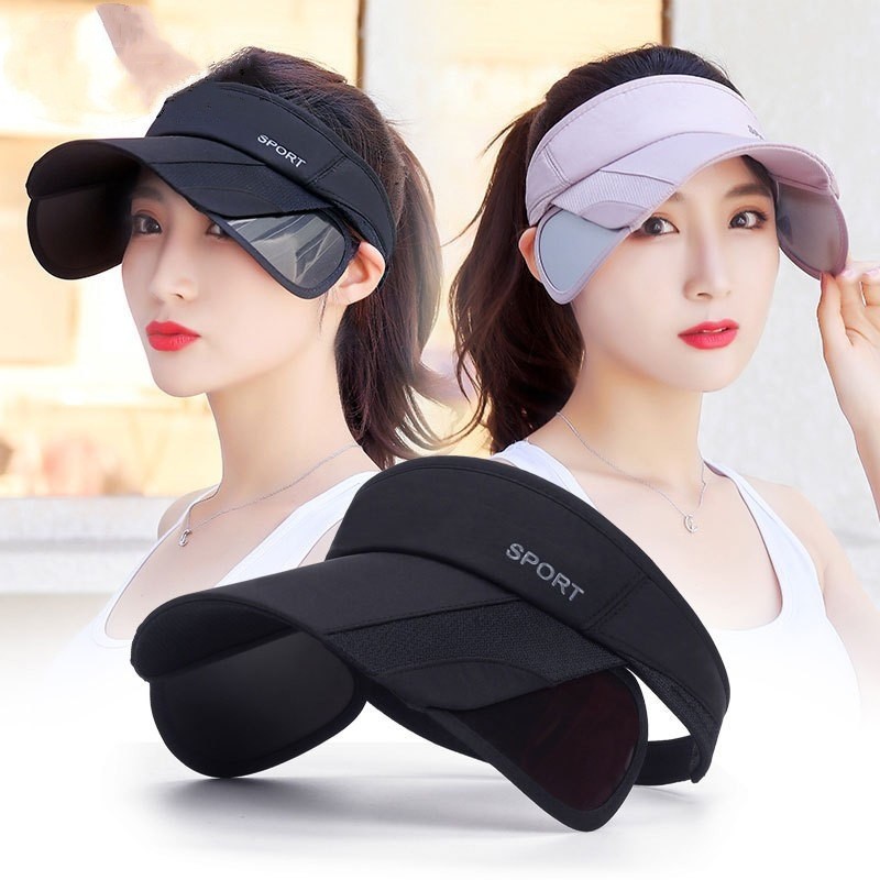 Women's hats with a pull-out brim, summer sun visor, a retractable brim for face protection, a Korea