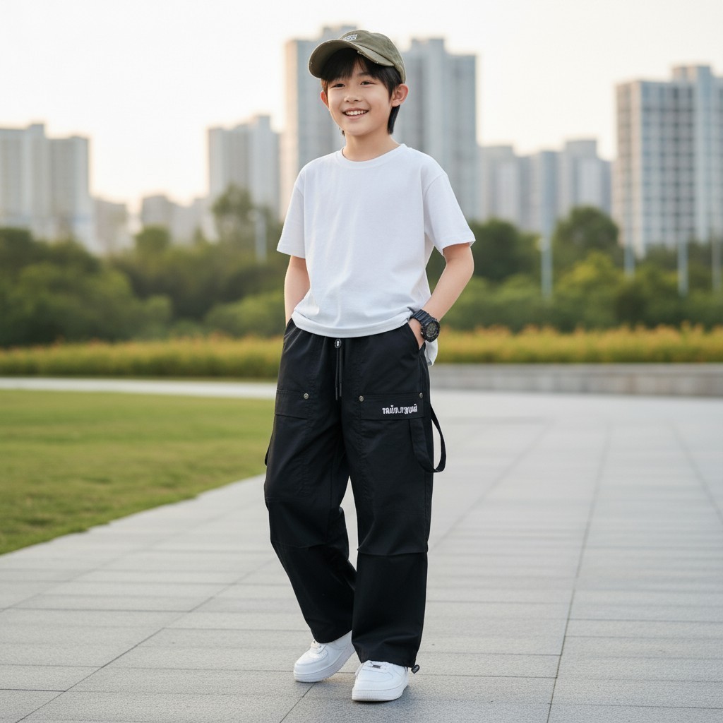 Celana Panjang Anak Cowok Cargo Denim Washed | Celana Jeans Cargo Anak Laki Laki Stylish 4-12 Tahun 