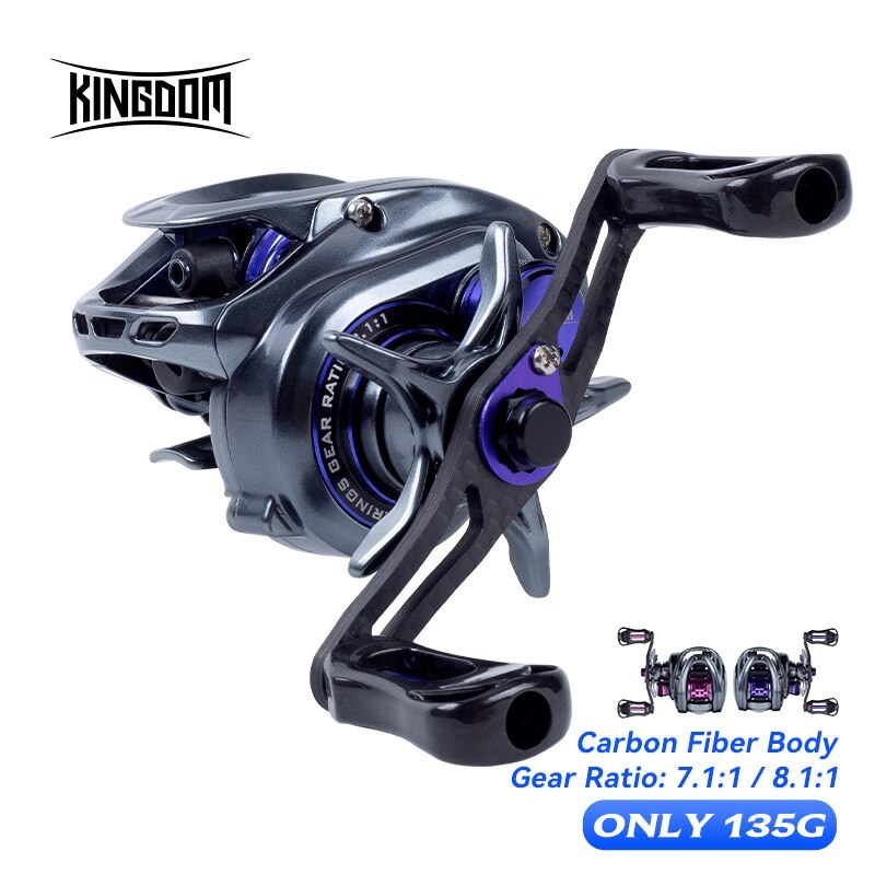 Kingdom Baitcasting Fishing Reel 135g Ultra Light Spool Bait 7.1:1 8.1:1 4kg Micro Monster Shallow S