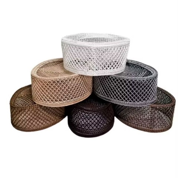 Peci Rajut Gaya Akar - Kopiah Nylon Klasik Unik Mengkilap