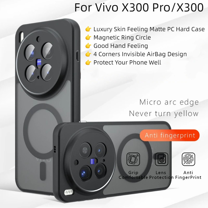 Untuk Vivo X200 Pro X200S X200Ultra X300 X300Pro Kasus Kulit Mewah Perasaan Frosted Hitam PC Keras M