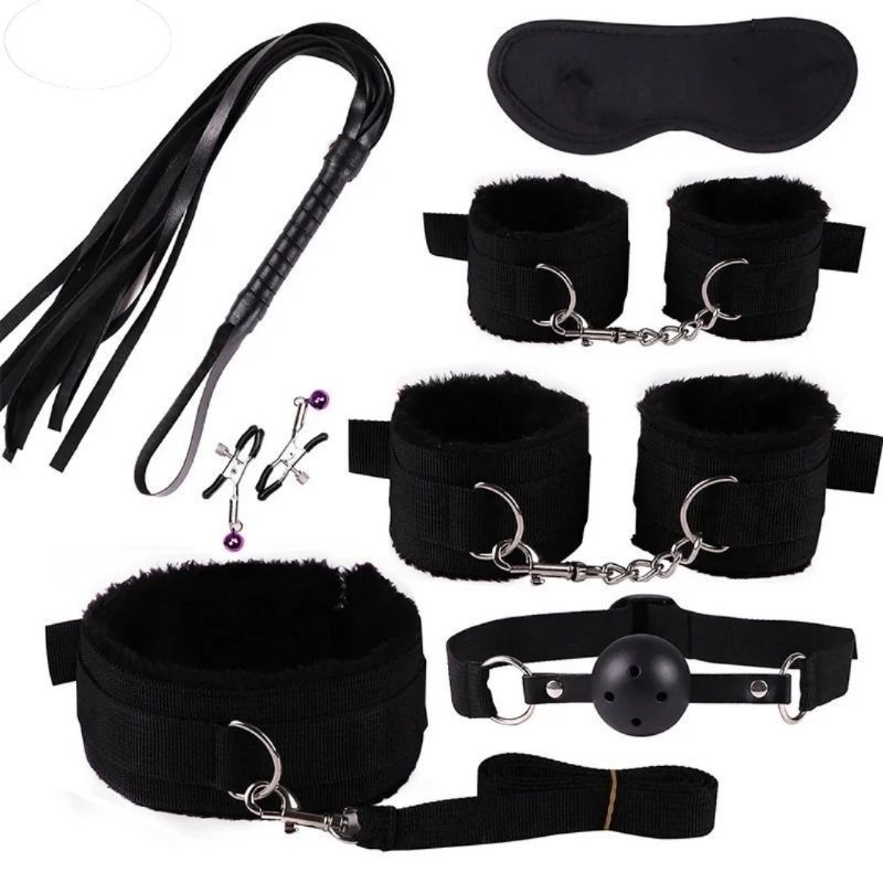 PAKET 10 Pcs Set Tali Borgol pengikat kaki dan tangan Lingerie Handcuff Tali Ikat 10pcs Hitam YS