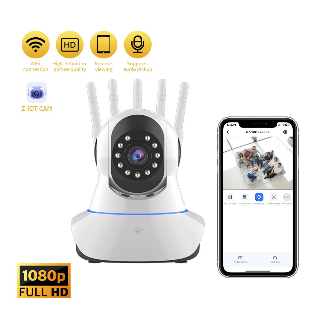 WIFI IP Camera Smart Home Two Way Auo Pan Tilt 1080P Wireless Security CCTV Camera Support RJ45 Port