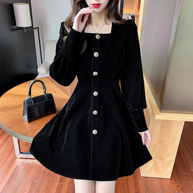 Mini Dress Hitam Polos Wanita Press Body Lengan Panjang Kekinian Casual Dress Mewah Elegan Terbaru 2