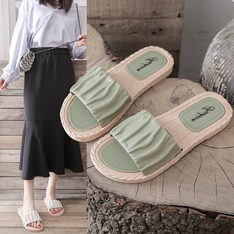 S5625  Sandal Slop Wanita Karet Jelly Korea Motif Serut /  Sandal Jelly Serut Wanita / Sandal Import