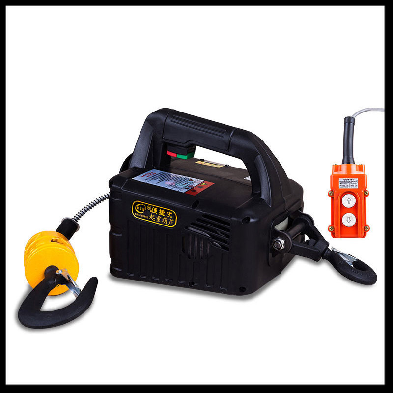 BADABEST Portable Electric Hoist Household Portable Crane Hand Winch Pull Block Wire Rope Hoist 220V