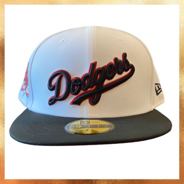 Topi New Era Los Angeles LA Dodgers 100th Anniversary Patch White 59FIFTY Baseball Fitted Hat Origin