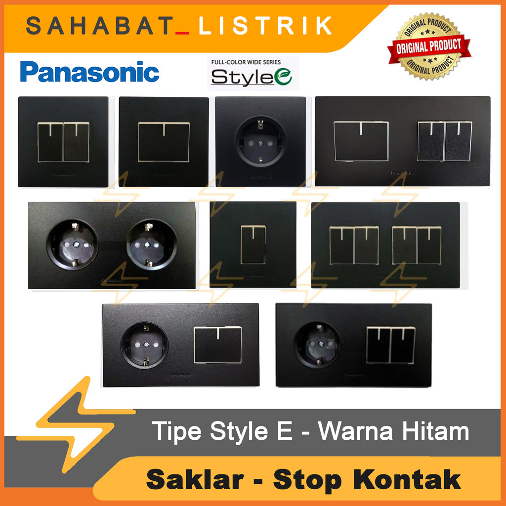 PANASONIC STYLE E HITAM SAKLAR ENGKEL SERI / STOP KONTAK / HOTEL WARNA HITAM