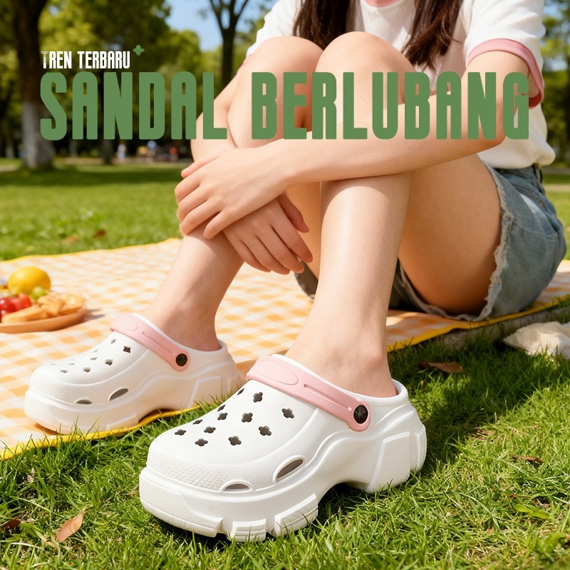 Sandal Baim Wanita Kekinian Tinggi Wedges Sandal Jelly Wanita Sandal Fuji Wanita Korea Tinggi 8 cm