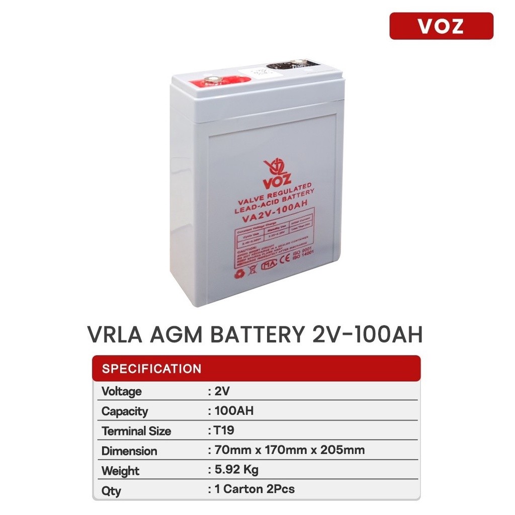 Aki Kering - Voz Aki Kering VRLA 2V 100Ah - VOZ 2V 100Ah ORIGINAL