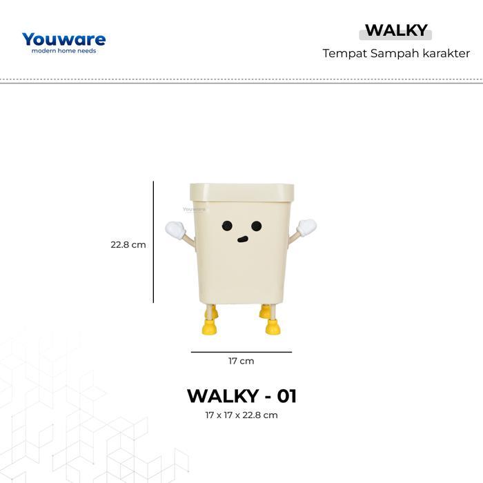 Youware - Walky Tempat Sampah Karakter Kapasitas Besar Trash Bin / Tempat Sampah Minimalist / Tempat
