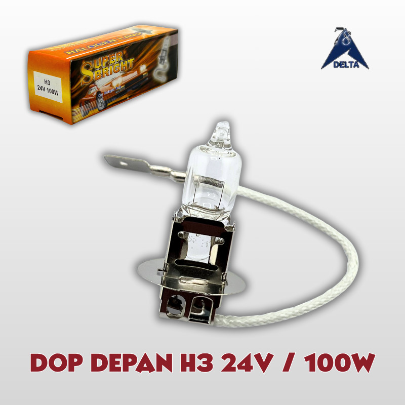 DOP DEPAN H3 24V/100W - LAMPU BOHLAM KABUT UTAMA H3 24V / 100W  LED HALOGEN FOGLAMP SUPER TERANG