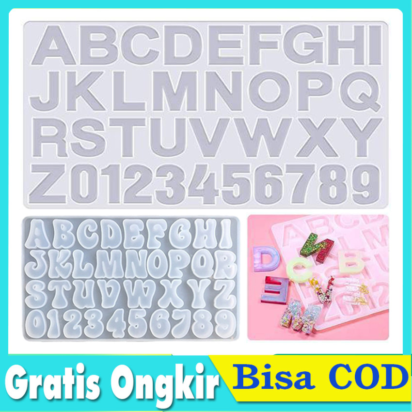Cetakan Silikon Resin Besar Huruf Alfabet Angka A-Z 0-9 DIY Mudah Dilepas Cetakan Resin Jumbo untuk 
