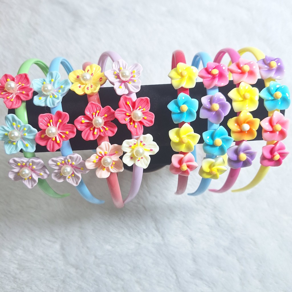 Bando Anak Motif Pita dan Bunga Bandana Anak Aksesoris Rambut Aksesoris Anak