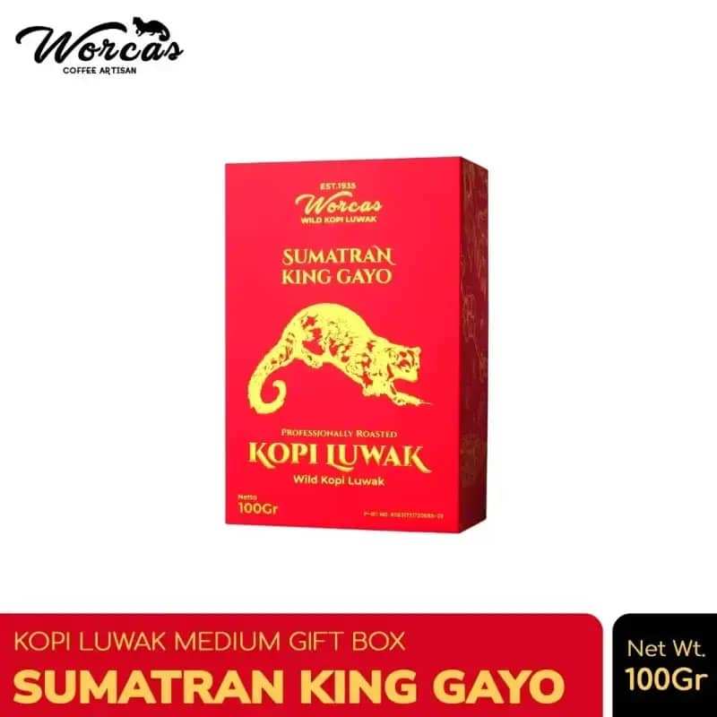 Worcas Kopi Luwak Liar Sumatran King Gayo Medium Gift Box 100gr | Kopi Luwak Premium
