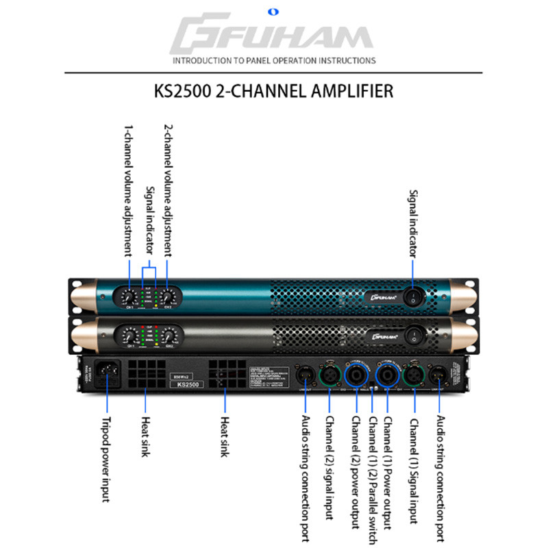 FUHAM KS2500 Professional gital Power Amplifier 4x1200w 8 Ohm 4 Channel DJ Subwoofer Amplifier Speak