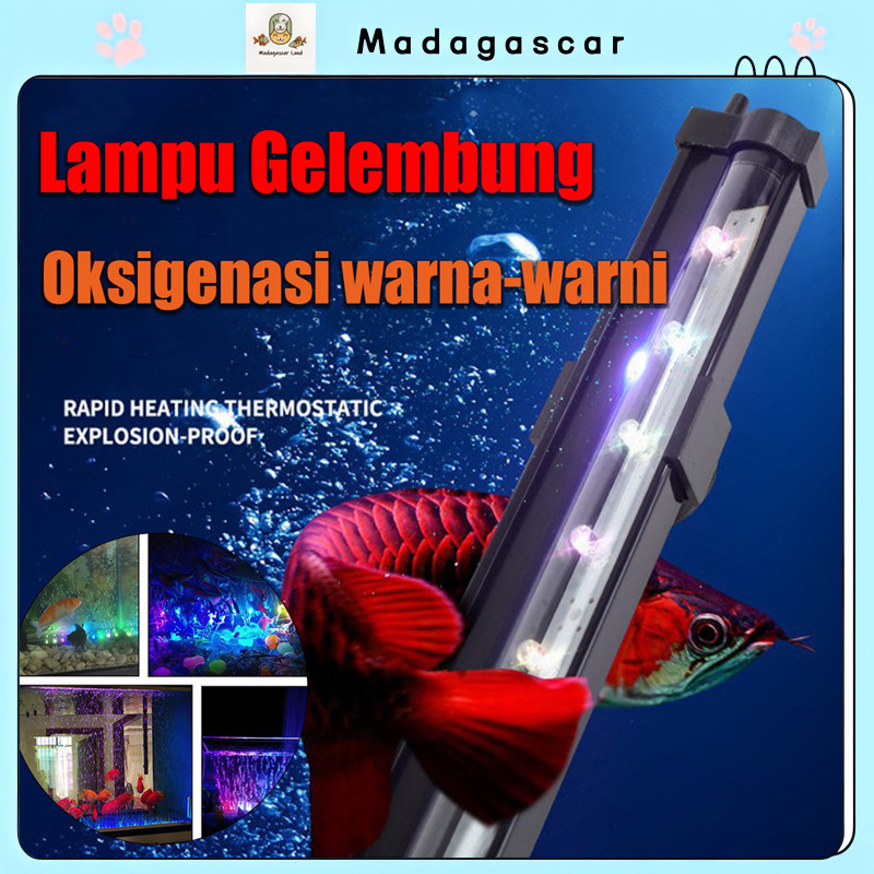 [MADA]Lampu LED Celup Akuarium Batu Gelembung Aerator Lampu Akuarium Mengubah Ikan 0349