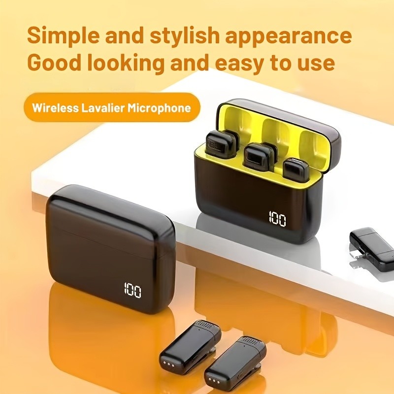 Wireless Lavalier Microphone Dual Combination Intelligent Noise Reduction Mini Mic for Android IOS