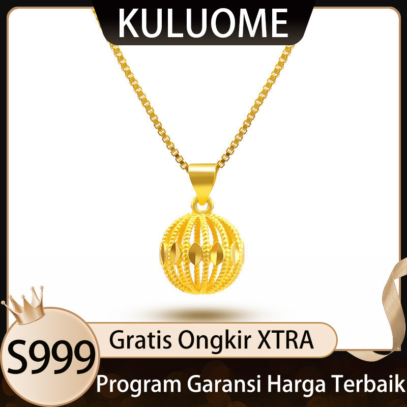 KULUOME Kalung Emas Vietnam Pasir Emas Liontin Bola Indah Kalung Bola Kosong untuk Wanita s999