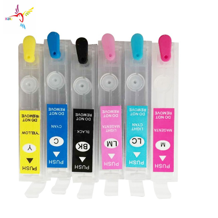 T0811-T0816 Refillable Ink Cartridge with Permanent Chip for Epson Stylus Photo  Printer R390/RX590/