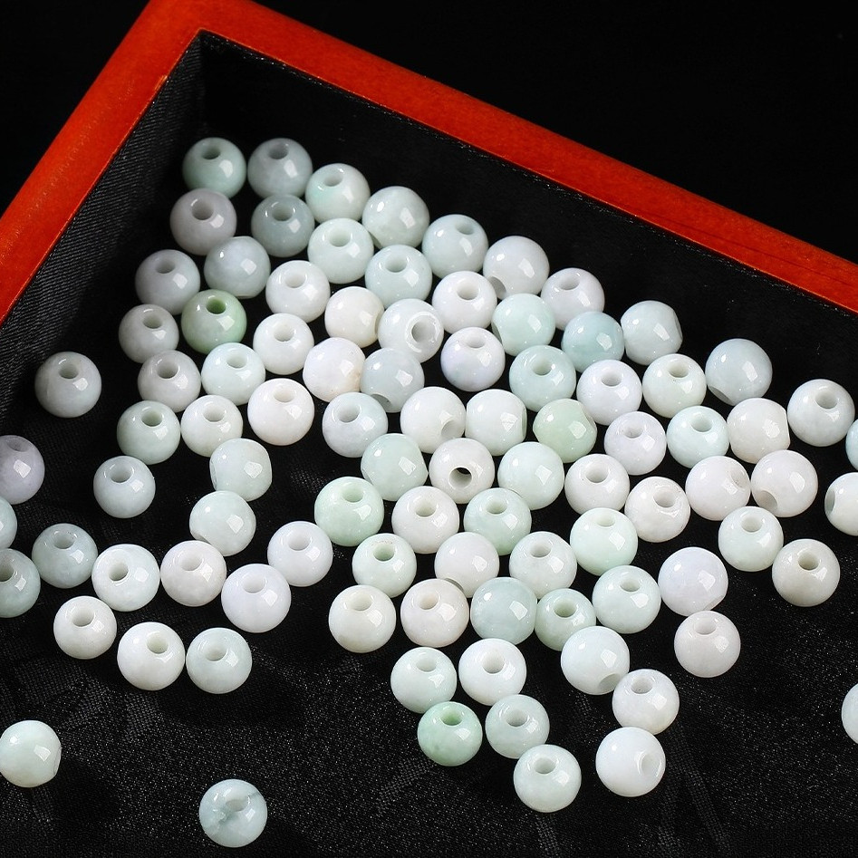 Alami Batu giok, manik-manik lubang besar manik-manik longgar Aksesori perhiasan DIY