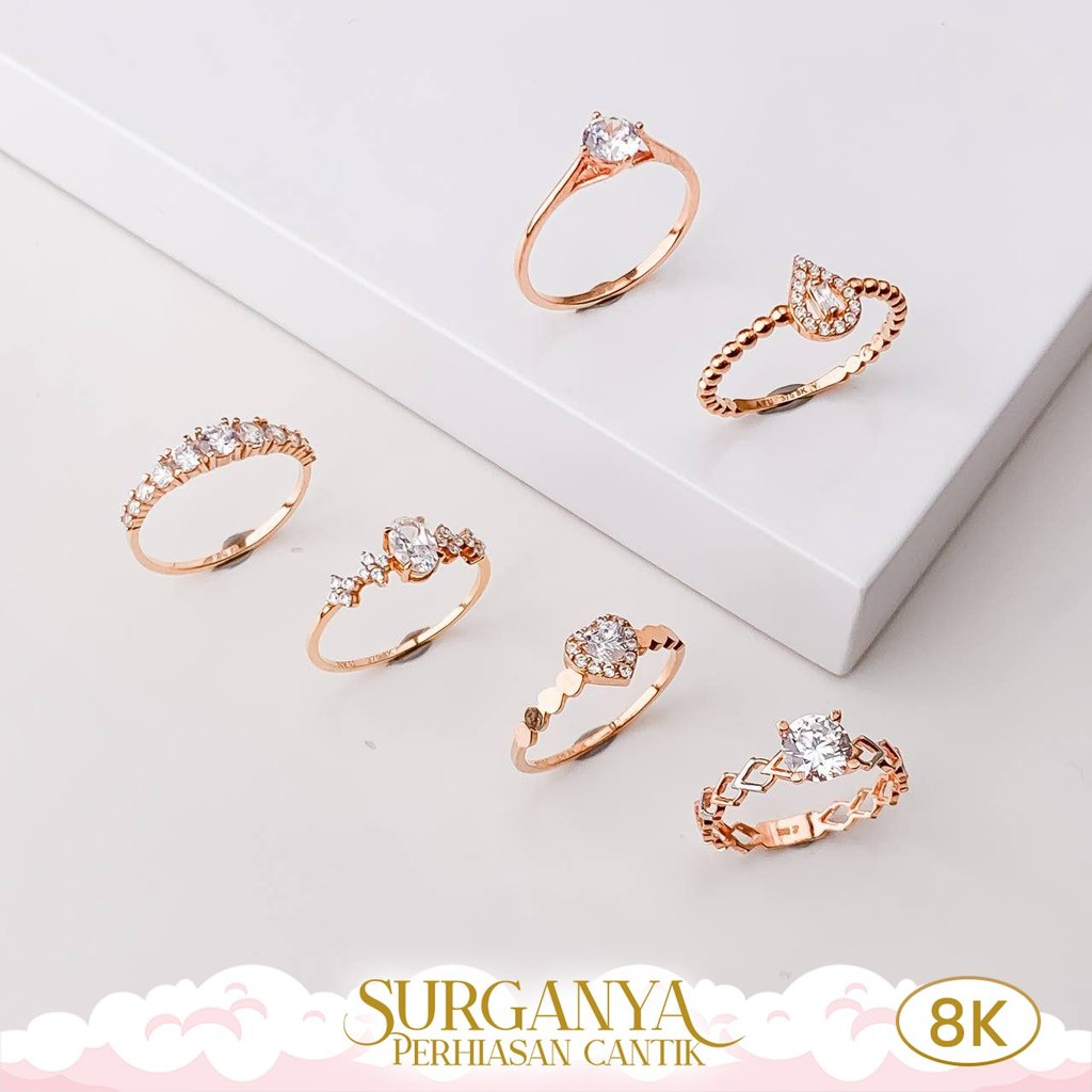 Macan Gold Cincin Emas Kadar 8K Cincin Model Solitaire Variasi