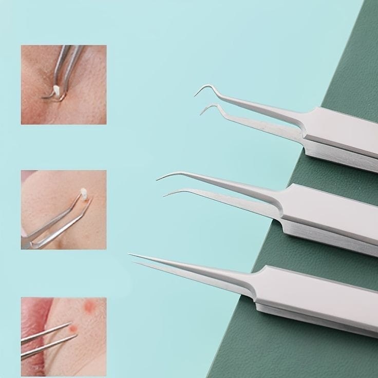 Pinset Bengkok Pinset Lurus Pinset Lengkung Gundam Alat Pencet Jerawat dan komedo LITTLE SWEET