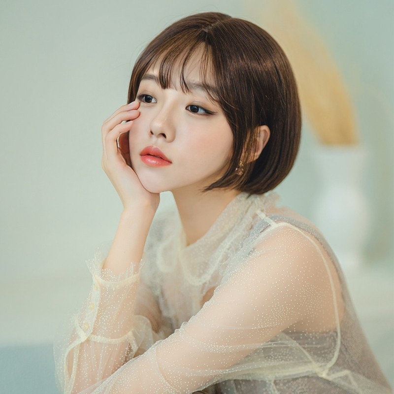 (Morenca) Wig Gaya Eropa dan Amerika Wanita, wik rambut wanita pendek wig wanita full kepala wig dai