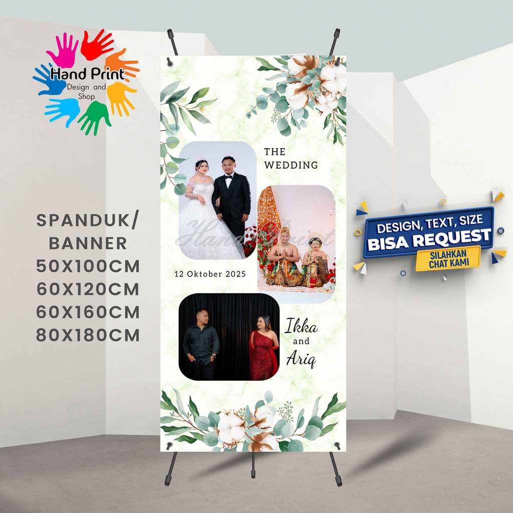 Cetak Spanduk Banner The Wedding Lucu Estetik MMT Spanduk Custom 60x160