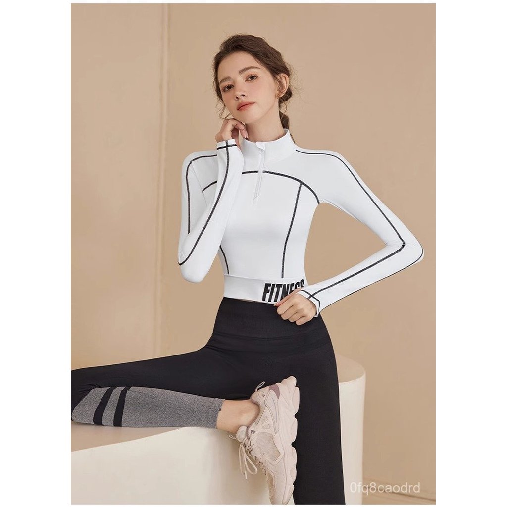 Set Pakaian Olahraga Lari Wanita Yoga Lengan Panjang Untuk Latihan Pilates
