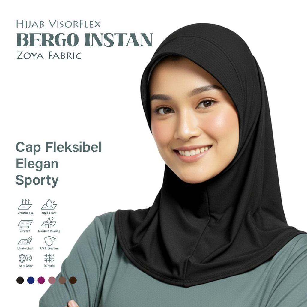 Kerudung Bergo Instan Sporty VisorFlex Hijab Olahraga Zoya Fabric Ringan dan Nyaman Muslim  Wanita H