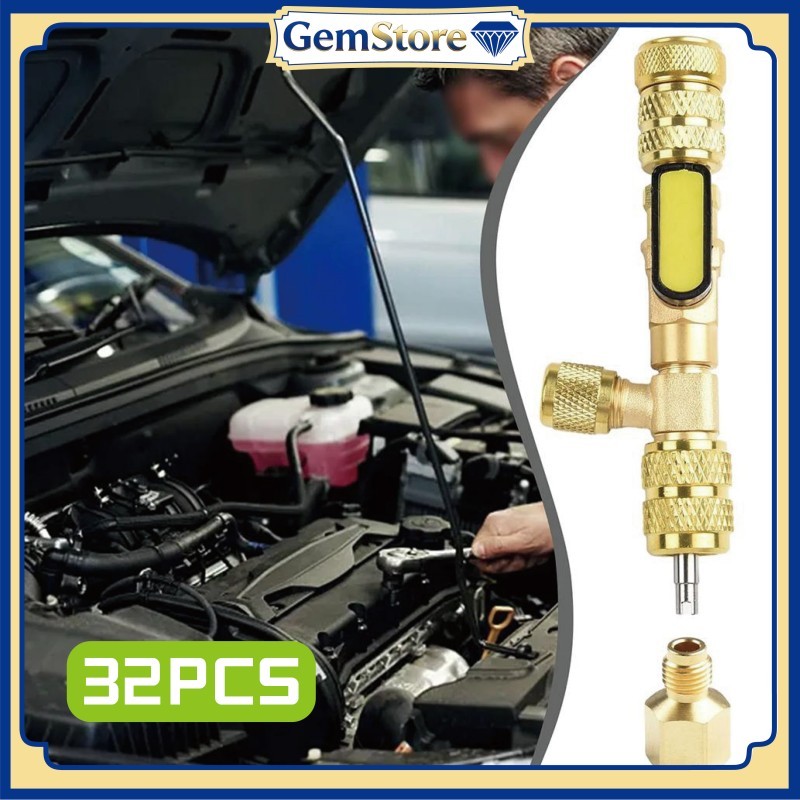 32PCS/Set Valve Core Remover Installer untuk R410A R32 R22 AC Line Tools Perbaikan Sistem Pendingin 