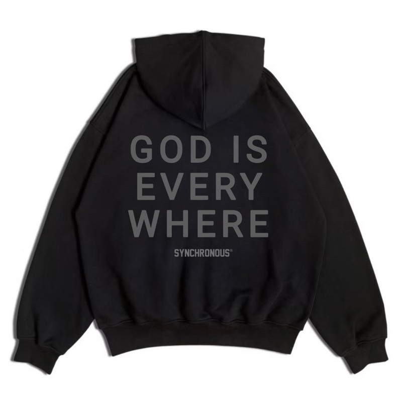 Synchronous Hoodie Boxy Oversize Black Greyin HD04