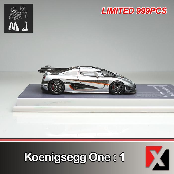 MJ 1:64 Koenigsegg One : 1 Silver Openable Engine Hood
