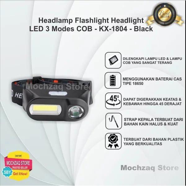 Headlamp Flashlight Headlight Senter Kepala Rechargeable KX 1804 - KX1804+Batere