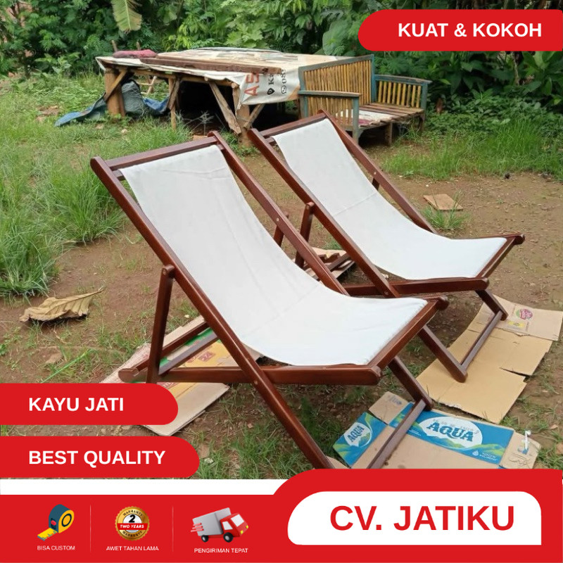 kursi lipat kayu kursi goyang bali kursi malas lipat kain kayu jati kursi santai lipat kayu terlaris