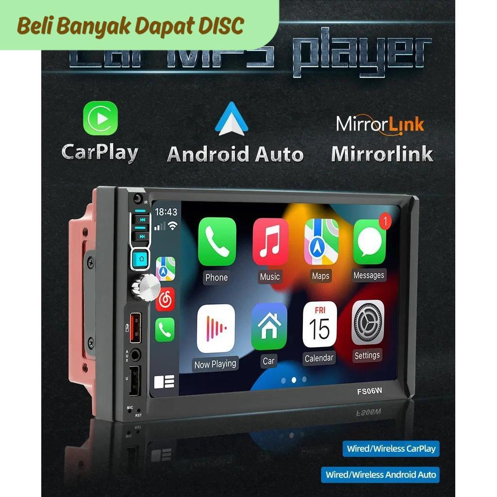 TTN 7 HD 2n Car MP5 Player Wired Mirrorlink USB TF FM RDS Rao Colorful Lights Wireless Android AUTO 