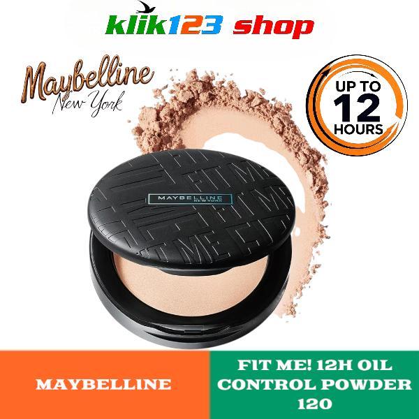 MAYBELLINE FIT ME 12H Oil Control Powder Shade 120 | Bedak Tahan Lama, Halus, Anti Minyak, Cocok Sem