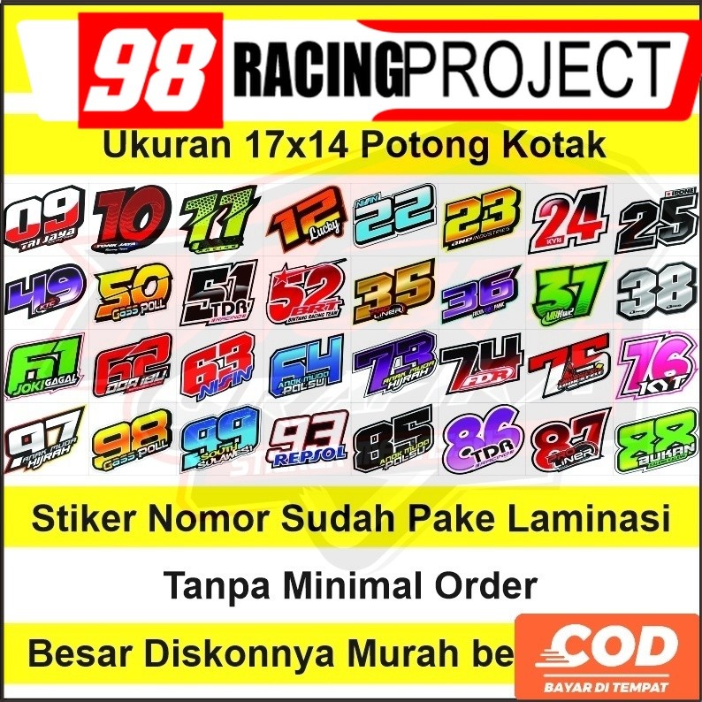 Stiker Nomor Star Sticker Decal Racing start request costum water proof anti air awet tahan lama