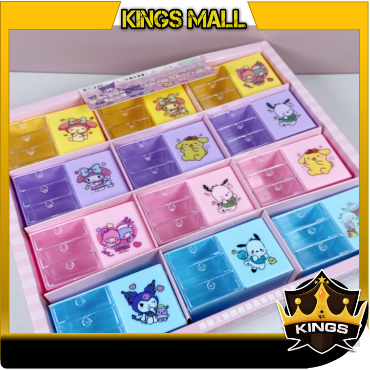 Kings -  6401 Laci Kecil Motif Karakter Lucu / Kotak Organizer Mini Plastik  / Rak Kecil Lucu Motif 