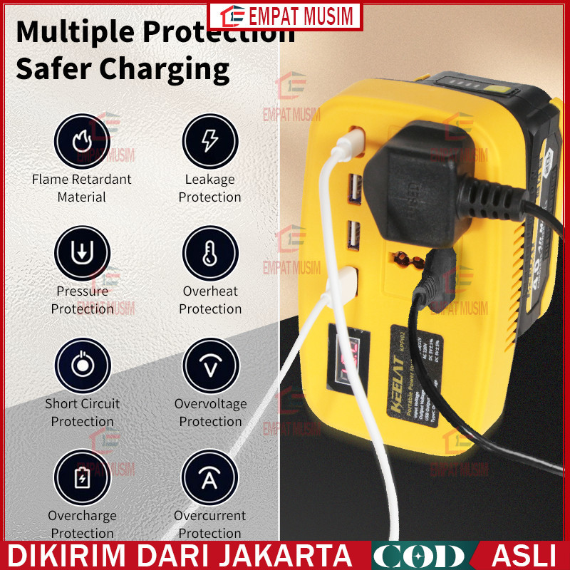 Super Power DIY Inverter Charger Portabel 6in1 21V to 220V 150W-3 USB Baterai Makita Soket Konverter
