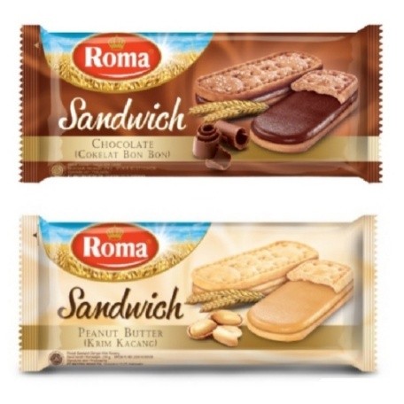 ROMA SANDWICH 157gr BISKUIT SARI GANDUM COKLAT PEANUT BUTTER COKELAT KACANG FAMILY PACK RENYAH ENAK 