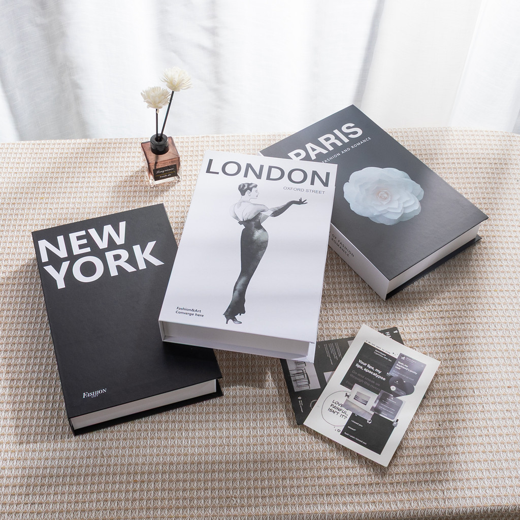 New York Paris London Series Luxury Fake Book Decoration Remote Control Storage Box Fashion Coffee T