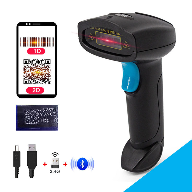2D Bluetooth Scanner Wired Barcode Scanner 2.4G Wireless Barcode Scanner Wireless Scanner 2D Handhel