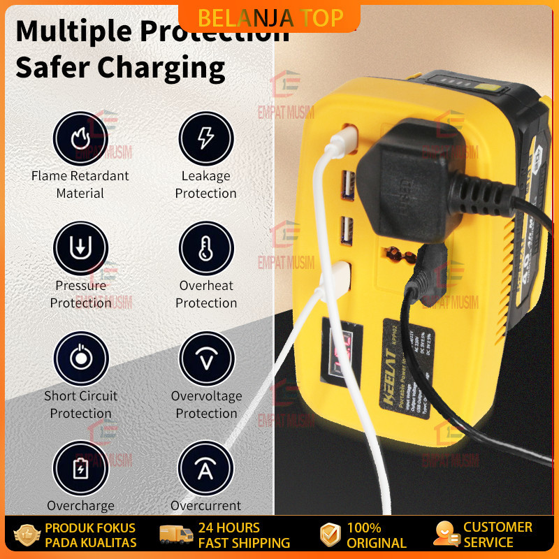 Super Power DIY Inverter Charger Portabel 6in1 21V to 220V 150W-3 USB Baterai Makita Soket Konverter